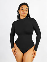 Langarm-Bodysuit mit Rollkragen - Schwarz